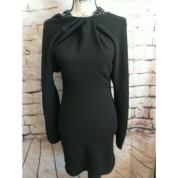 ZARA Size XS OFF-THE-SHOULDER DRESS Cocktail Event Formal BLACK Sheath Chain NEW - Picture 2 of 11